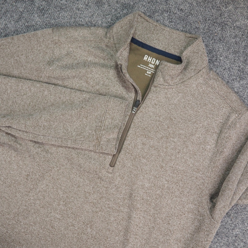 Rhone Quarter Zip Pullover Mens Small Brown Solid Gorpcore Activewear Sweater